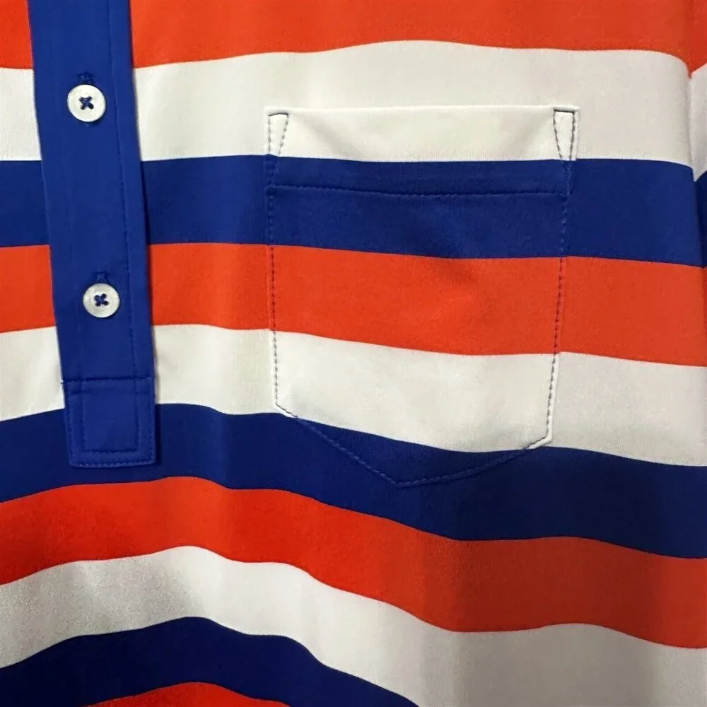 Ralph Lauren RLX Polo Large Striped Blue Orange Golf Casual